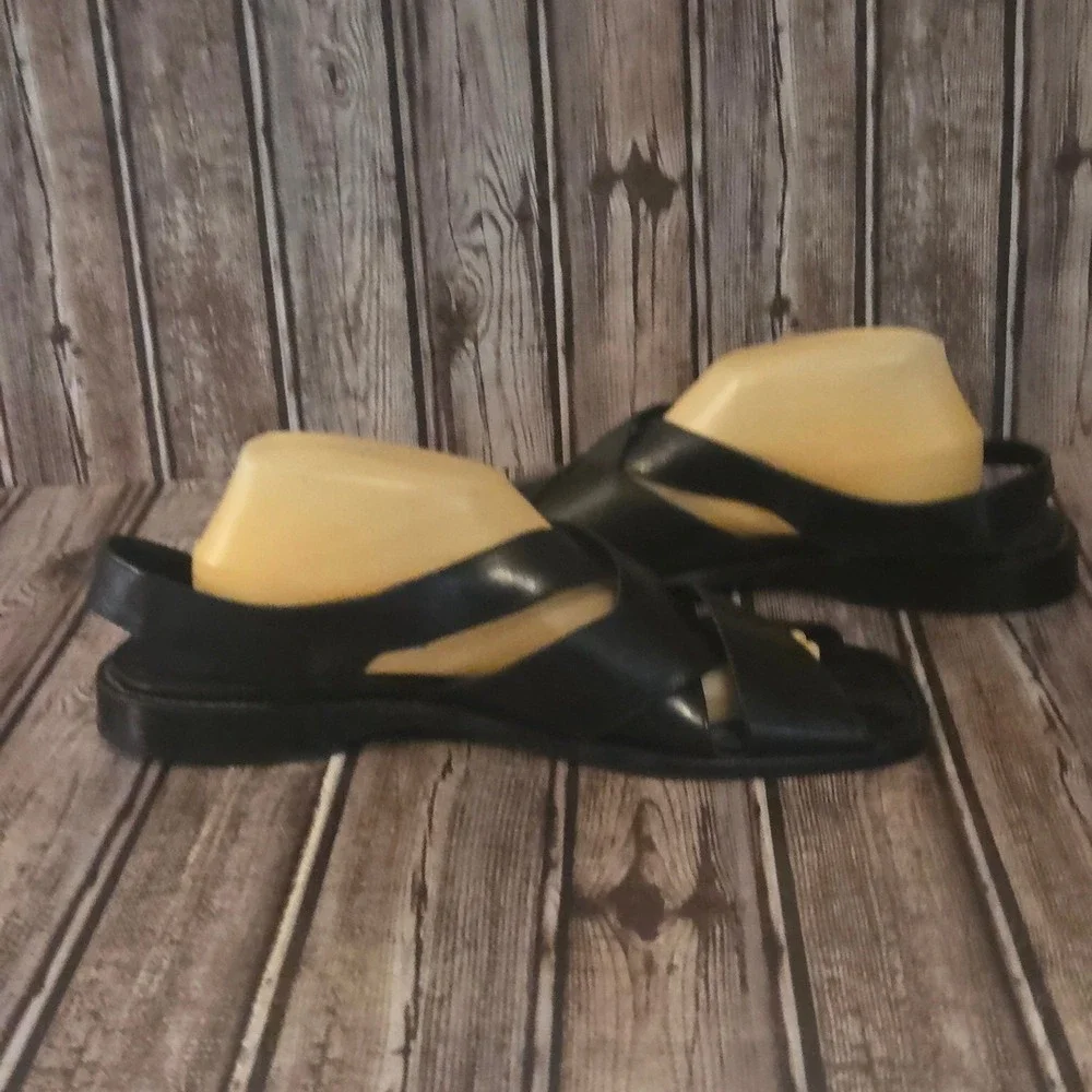 Sz 11 M Mens Cole Haan Bragano Italian Black Leather Fisherman Sandals